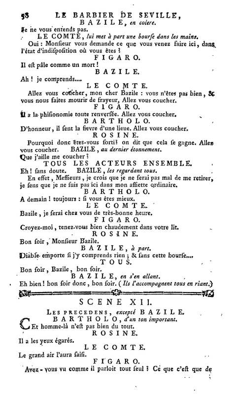 Barbier de Séville, ou la Précaution inutile (Le), comédie en quatre actes, par M. de Beaumarchais, représentée sur le théâtre de la Comédie Française le 23 février 1775 (avec une Lettre modérée sur la chute et la critique du Barbier de Séville)