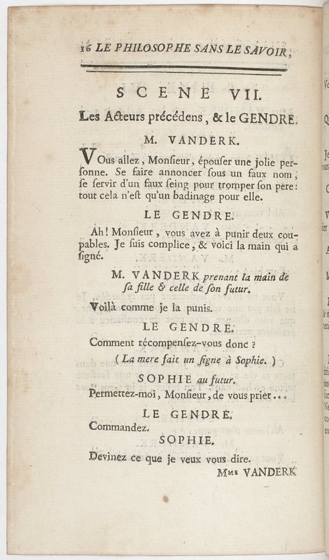 Philosophe sans le savoir (Le), comédie en prose et en cinq actes… par M. Sedaine. [Paris, les Comédiens français, 2 novembre 1765]