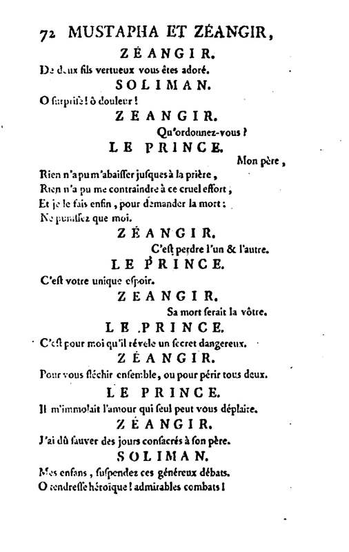 Mustapha et Zéangir, tragédie en cinq actes et en vers, représentée sur le théâtre de Fontainebleau, devant Leurs Majestés, le 1er novembre 1776