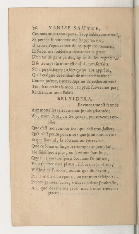 Venise sauvée, tragedie. Représentée par les Comédiens françois, le 5 décembre 1746… [Seconde édition]