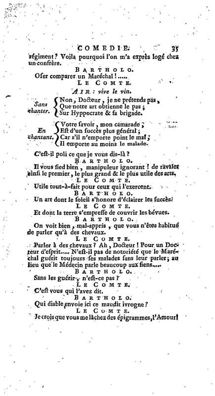 Barbier de Séville, ou la Précaution inutile (Le), comédie en quatre actes, par M. de Beaumarchais, représentée sur le théâtre de la Comédie Française le 23 février 1775 (avec une Lettre modérée sur la chute et la critique du Barbier de Séville)