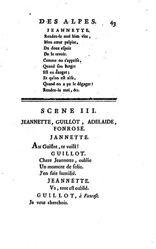 Bergère des Alpes (La), pastorale en trois actes et en vers, mêlée de chants, par M. Marmontel de l'Académie françoise Bergère des Alpes (La), pastorale en trois actes et en vers, mêlée de chants, par M. Marmontel de l'Académie françoise