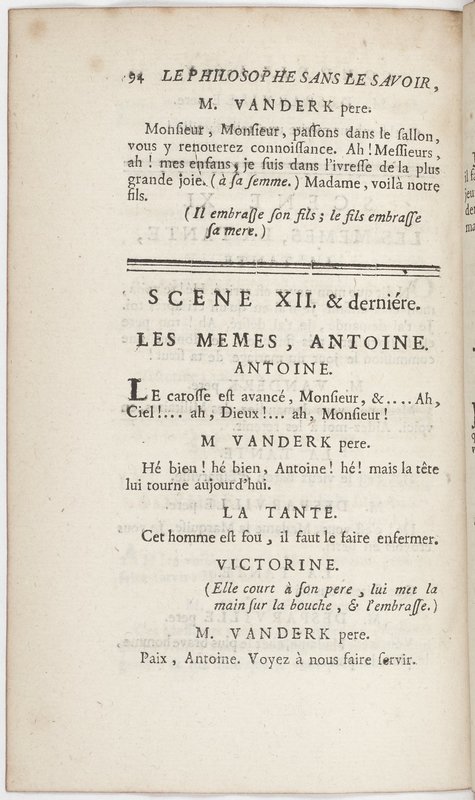 Philosophe sans le savoir (Le), comédie en prose et en cinq actes… par M. Sedaine. [Paris, les Comédiens français, 2 novembre 1765]