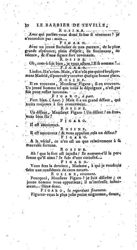 Barbier de Séville, ou la Précaution inutile (Le), comédie en quatre actes, par M. de Beaumarchais, représentée sur le théâtre de la Comédie Française le 23 février 1775 (avec une Lettre modérée sur la chute et la critique du Barbier de Séville)