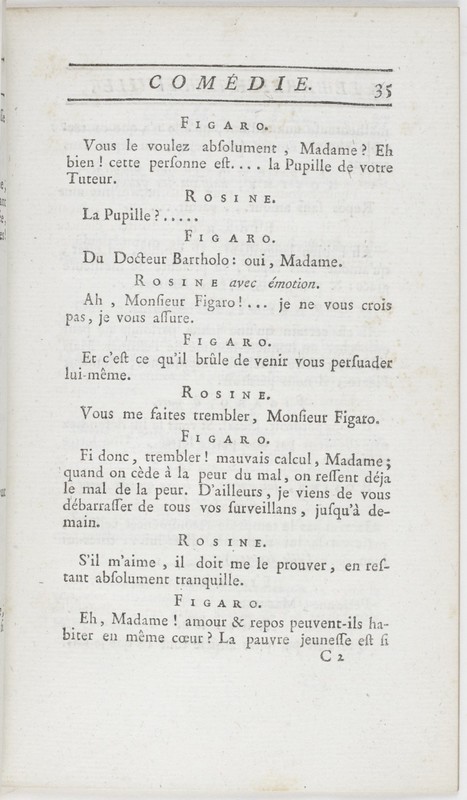 Barbier de Séville, ou la Précaution inutile (Le), comédie en quatre actes ; par M. de Beaumarchais ; représentée & tombée sur le théâtre de la Comédie Françoise aux Tuileries, le 23 de février 1775