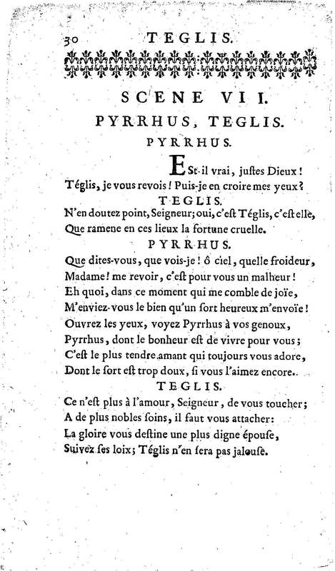 Téglis, tragédie représentée pour la première fois par les Comédiens ordinaires du Roi, le 19 septembre 1735 Téglis, tragédie représentée pour la première fois par les Comédiens ordinaires du Roi, le 19 septembre 1735