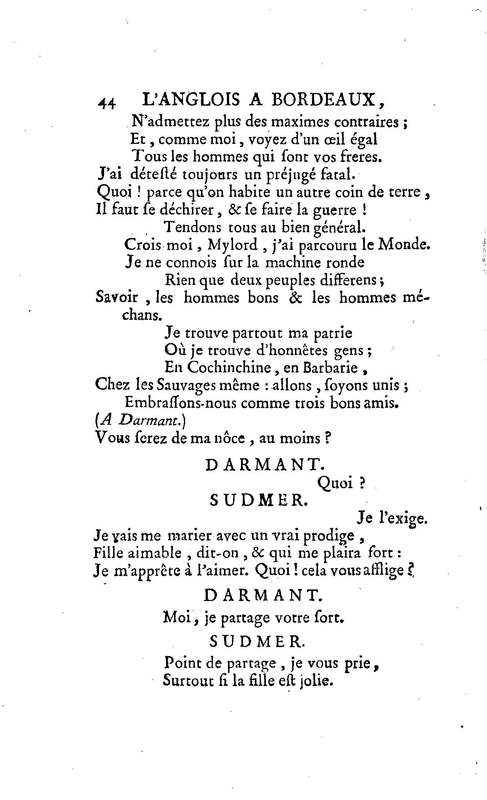 Anglais à Bordeaux (L'), comédie en un acte et en vers libres, par M. Favart… [Par les Comédiens françois ordinaires du Roi, 14 mars 1763]