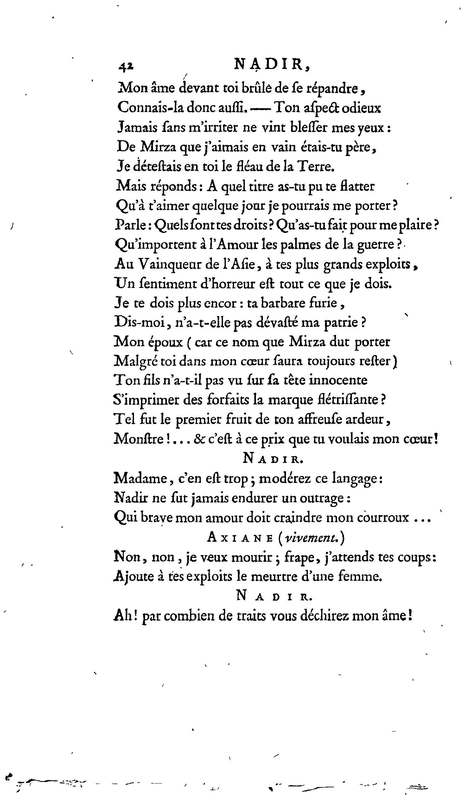 Nadir, ou Thamas-Kouli-Kan : tragédie, par M. D. B. Représentée pour la première fois, sur le Théâtre de la Nation, le 31 août 1780