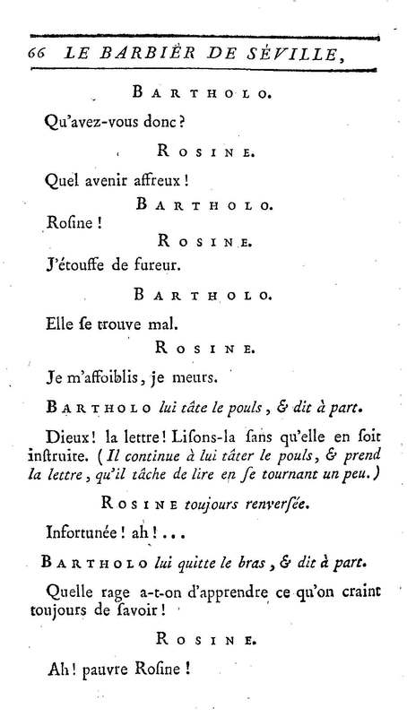 Barbier de Séville, ou la Précaution inutile (Le), comédie en quatre actes, par M. de Beaumarchais, représentée sur le théâtre de la Comédie Française le 23 février 1775 (avec une Lettre modérée sur la chute et la critique du Barbier de Séville)