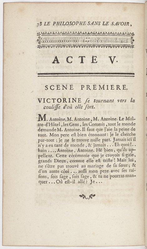 Philosophe sans le savoir (Le), comédie en prose et en cinq actes… par M. Sedaine. [Paris, les Comédiens français, 2 novembre 1765]