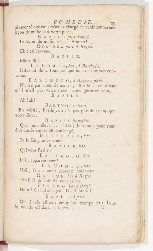 Barbier de Séville, ou la Précaution inutile (Le), comédie en quatre actes, par M. de Beaumarchais, représentée sur le théâtre de la Comédie Française le 23 février 1775 (avec une Lettre modérée sur la chute et la critique du Barbier de Séville)