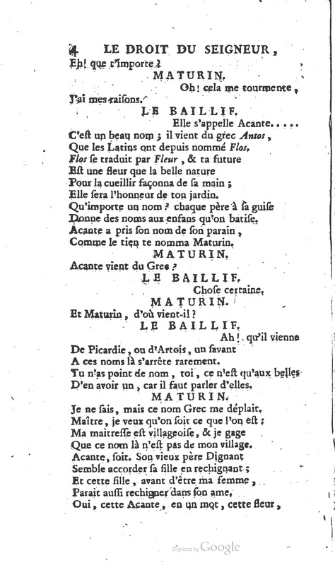 Droit du seigneur (Le), Comédie en cinq actes