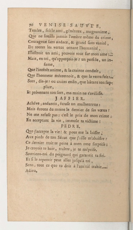 Venise sauvée, tragedie. Représentée par les Comédiens françois, le 5 décembre 1746… [Seconde édition]