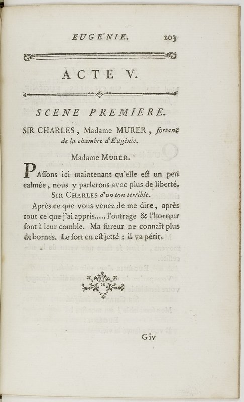 Eugénie, drame en cinq actes en prose, enrichi de figures en taille-douce ; avec un Essai sur le drame sérieux Eugénie, drame en cinq actes en prose, enrichi de figures en taille-douce ; avec un Essai sur le drame sérieux
