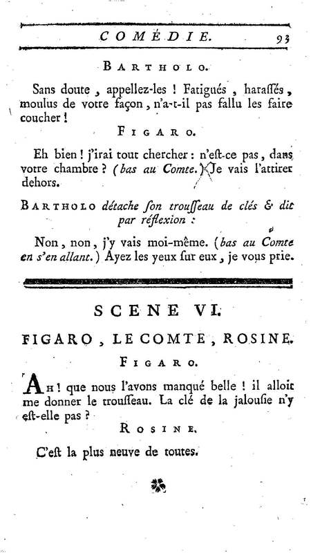 Barbier de Séville, ou la Précaution inutile (Le), comédie en quatre actes, par M. de Beaumarchais, représentée sur le théâtre de la Comédie Française le 23 février 1775 (avec une Lettre modérée sur la chute et la critique du Barbier de Séville)