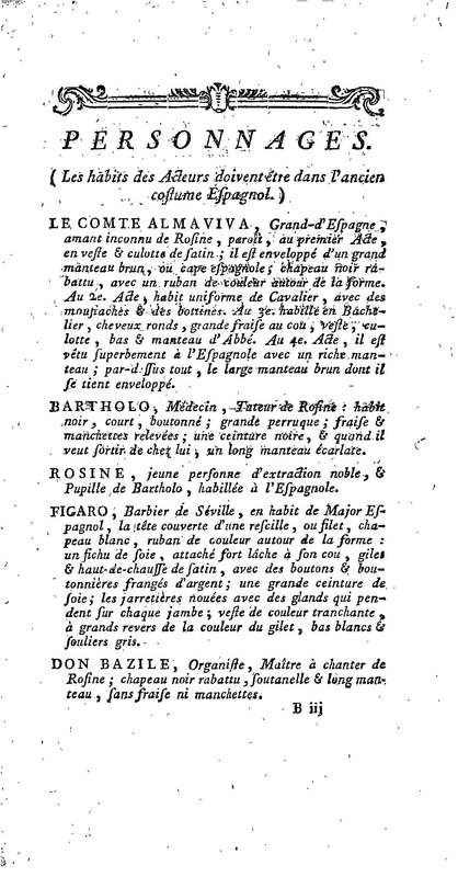 Barbier de Séville, ou la Précaution inutile (Le), comédie en quatre actes, par M. de Beaumarchais, représentée sur le théâtre de la Comédie Française le 23 février 1775 (avec une Lettre modérée sur la chute et la critique du Barbier de Séville)