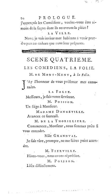 Acteurs déplacés ou l'Amant comedien (Les). Comedie en un acte. Avec un prologue & un divertissement. Représentée pour la premiere fois par les Comédiens ordinaires du Roi, le 14 octobre 1735…