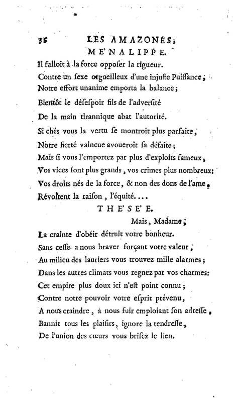 Amazones (Les), tragédie en cinq actes, par madame du Boccage, représentée par les Comédiens ordinaires du Roy, aux mois de juillet et d'août 1749