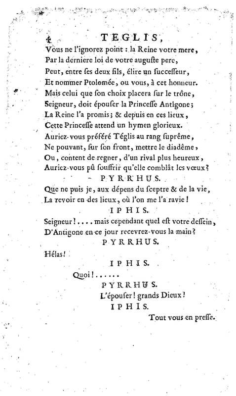 Téglis, tragédie représentée pour la première fois par les Comédiens ordinaires du Roi, le 19 septembre 1735 Téglis, tragédie représentée pour la première fois par les Comédiens ordinaires du Roi, le 19 septembre 1735