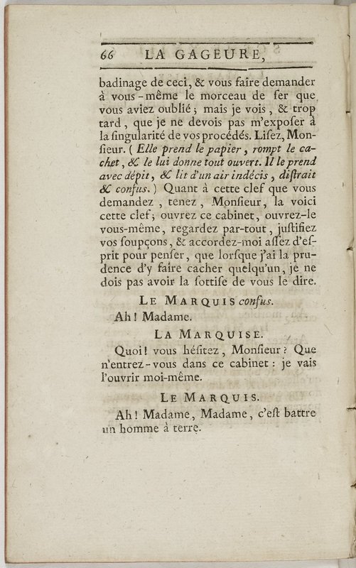 Gageure imprévue (La), comédie en prose et en un acte… par M. Sedaine. [Paris, les Comédiens français, 27 mai 1768]