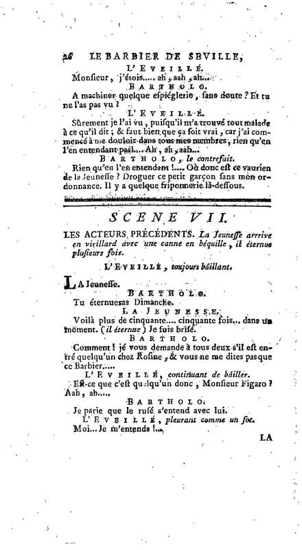 Barbier de Séville, ou la Précaution inutile (Le), comédie en quatre actes, par M. de Beaumarchais, représentée sur le théâtre de la Comédie Française le 23 février 1775 (avec une Lettre modérée sur la chute et la critique du Barbier de Séville)