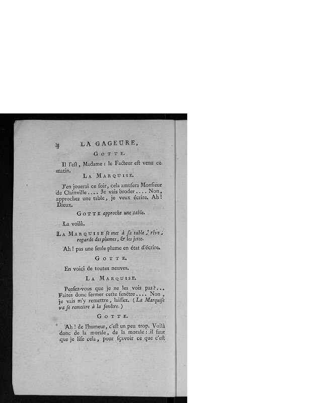 Gageure imprévue (La), comédie en prose et en un acte Gageure imprévue (La), comédie en prose et en un acte