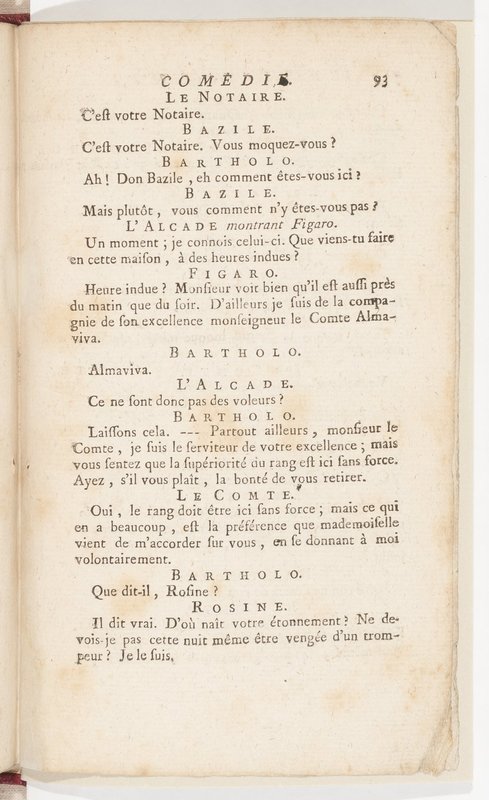 Barbier de Séville, ou la Précaution inutile (Le), comédie en quatre actes, par M. de Beaumarchais, représentée sur le théâtre de la Comédie Française le 23 février 1775 (avec une Lettre modérée sur la chute et la critique du Barbier de Séville)