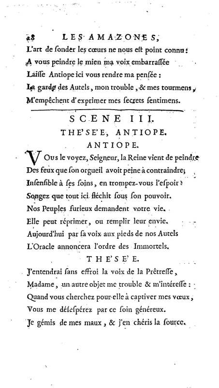 Amazones (Les), tragédie en cinq actes, par madame du Boccage, représentée par les Comédiens ordinaires du Roy, aux mois de juillet et d'août 1749