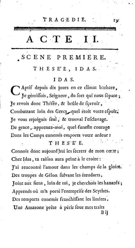 Amazones (Les), tragédie en cinq actes, par madame du Boccage, représentée par les Comédiens ordinaires du Roy, aux mois de juillet et d'août 1749