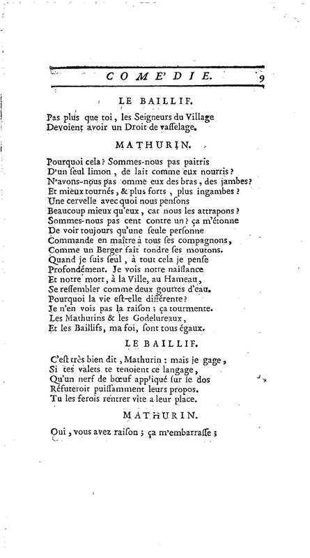 Droit du Seigneur (Le),comédie en vers par M. de Voltaire. Représentée pour la première fois, sous le titre de L'Écueil du sage, par les Comédiens françois ordinaires du Roi, le 18 janvier 1762,