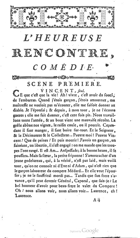 Heureuse rencontre (L’), en un acte et en prose