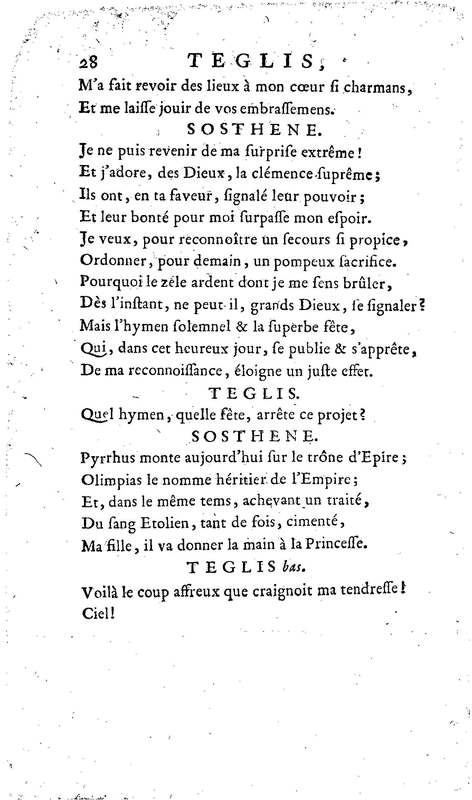 Téglis, tragédie représentée pour la première fois par les Comédiens ordinaires du Roi, le 19 septembre 1735