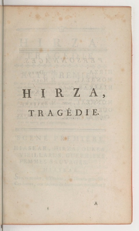 Hirza, tragédie, par M. de Sauvigny… (Comédiens ordinaires du Roi, 27 mai 1767) Hirza, tragédie, par M. de Sauvigny… (Comédiens ordinaires du Roi, 27 mai 1767)
