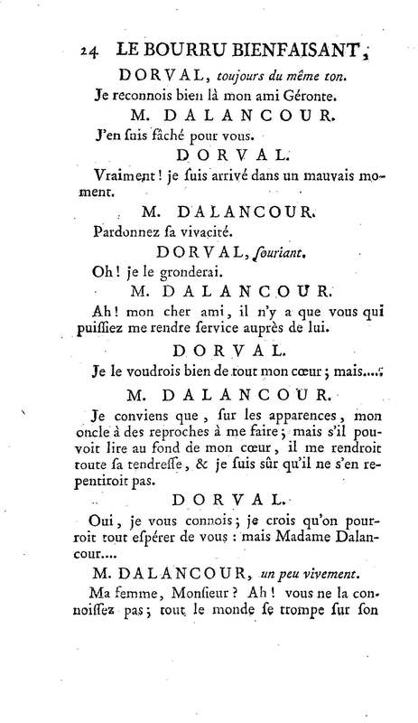 Bourru bienfaisant (Le), comédie en trois actes et en prose, de M. Goldoni, représentée à la cour le 5 novembre 1771, et représentée pour la première fois par les Comédiens français ordinaires du Roi le 4 novembre 1771 Bourru bienfaisant (Le), comédie en trois actes et en prose, de M. Goldoni, représentée à la cour le 5 novembre 1771, et représentée pour la première fois par les Comédiens français ordinaires du Roi le 4 novembre 1771