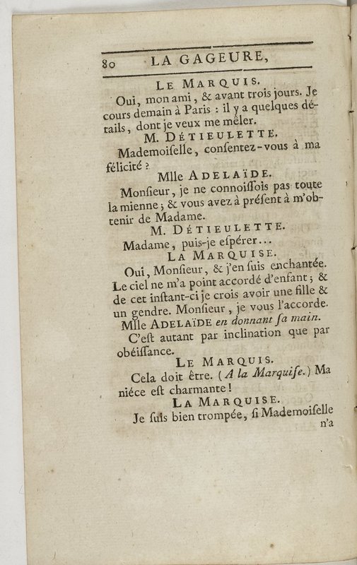 Gageure imprévue (La), comédie en prose et en un acte… par M. Sedaine. [Paris, les Comédiens français, 27 mai 1768]