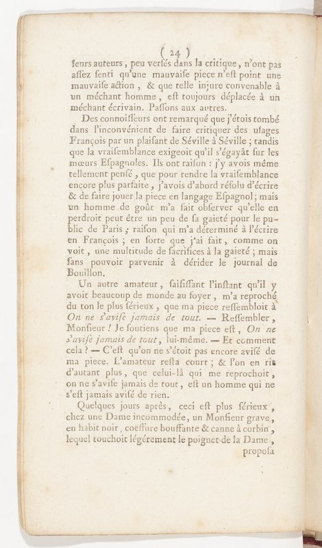 Barbier de Séville, ou la Précaution inutile (Le), comédie en quatre actes, par M. de Beaumarchais, représentée sur le théâtre de la Comédie Française le 23 février 1775 (avec une Lettre modérée sur la chute et la critique du Barbier de Séville)