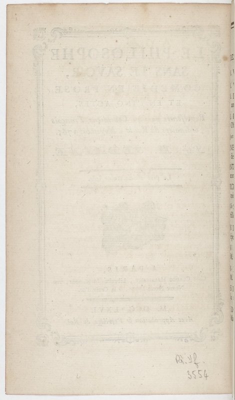 Philosophe sans le savoir (Le), comédie en prose et en cinq actes… par M. Sedaine. [Paris, les Comédiens français, 2 novembre 1765]