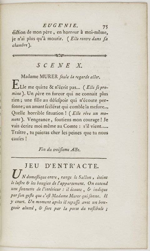 Eugénie, drame en cinq actes en prose, enrichi de figures en taille-douce ; avec un Essai sur le drame sérieux Eugénie, drame en cinq actes en prose, enrichi de figures en taille-douce ; avec un Essai sur le drame sérieux