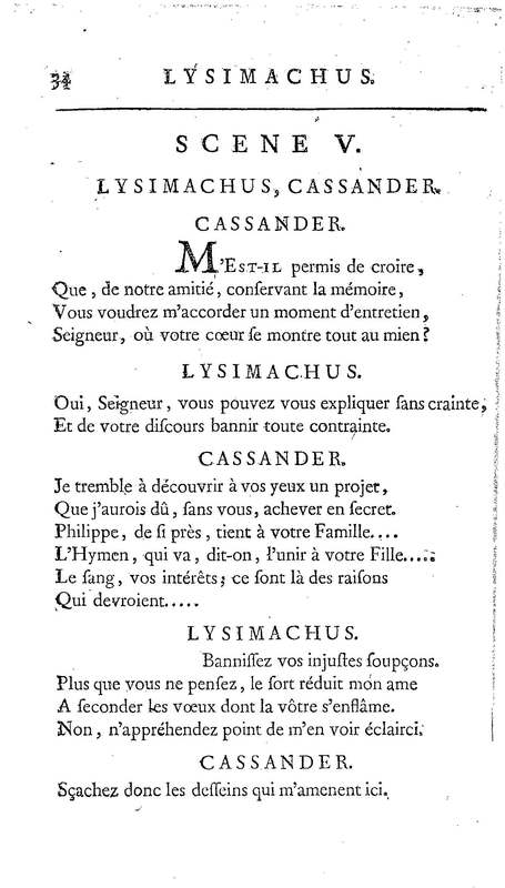 Lysimachus, tragédie par M. de Caux de Montlebert, représentée pour la première fois le 13 décembre 1737 Lysimachus, tragédie par M. de Caux de Montlebert, représentée pour la première fois le 13 décembre 1737