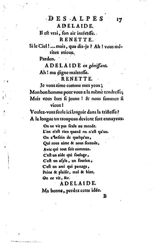 Bergère des Alpes (La), pastorale en trois actes et en vers, mêlée de chants, par M. Marmontel de l'Académie françoise Bergère des Alpes (La), pastorale en trois actes et en vers, mêlée de chants, par M. Marmontel de l'Académie françoise