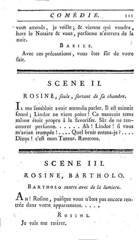 Barbier de Séville, ou la Précaution inutile (Le), comédie en quatre actes, par M. de Beaumarchais, représentée sur le théâtre de la Comédie Française le 23 février 1775 (avec une Lettre modérée sur la chute et la critique du Barbier de Séville)