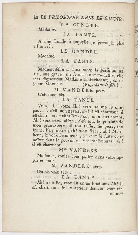 Philosophe sans le savoir (Le), comédie en prose et en cinq actes… par M. Sedaine. [Paris, les Comédiens français, 2 novembre 1765]