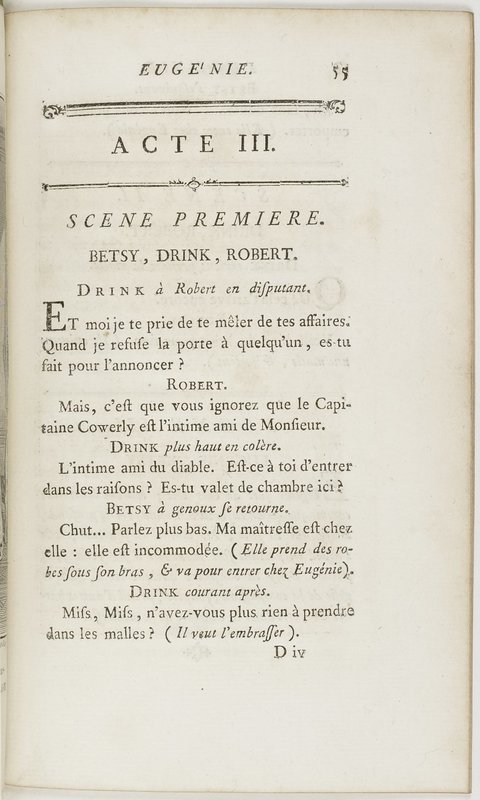 Eugénie, drame en cinq actes en prose, enrichi de figures en taille-douce ; avec un Essai sur le drame sérieux Eugénie, drame en cinq actes en prose, enrichi de figures en taille-douce ; avec un Essai sur le drame sérieux