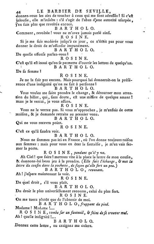 Barbier de Séville, ou la Précaution inutile (Le), comédie en quatre actes, par M. de Beaumarchais, représentée sur le théâtre de la Comédie Française le 23 février 1775 (avec une Lettre modérée sur la chute et la critique du Barbier de Séville) Barbier de Séville, ou la Précaution inutile (Le), comédie en quatre actes, par M. de Beaumarchais, représentée sur le théâtre de la Comédie Française le 23 février 1775 (avec une Lettre modérée sur la chute et la critique du Barbier de Séville)