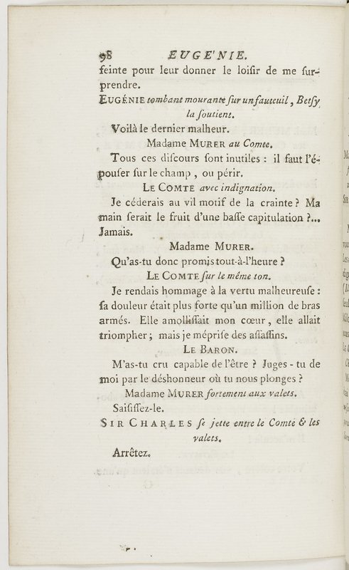 Eugénie, drame en cinq actes en prose, enrichi de figures en taille-douce ; avec un Essai sur le drame sérieux
