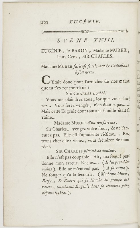 Eugénie, drame en cinq actes en prose, enrichi de figures en taille-douce ; avec un Essai sur le drame sérieux