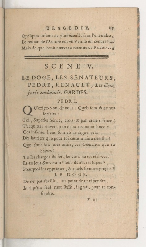 Venise sauvée, tragedie. Représentée par les Comédiens françois, le 5 décembre 1746… [Seconde édition]