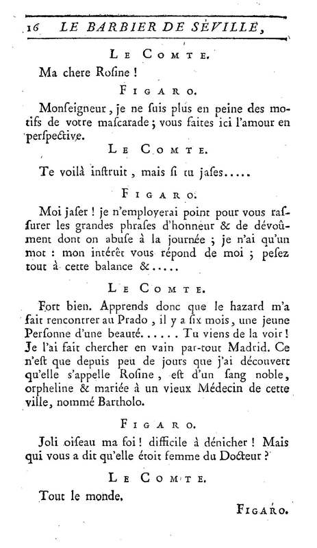 Barbier de Séville, ou la Précaution inutile (Le), comédie en quatre actes, par M. de Beaumarchais, représentée sur le théâtre de la Comédie Française le 23 février 1775 (avec une Lettre modérée sur la chute et la critique du Barbier de Séville)