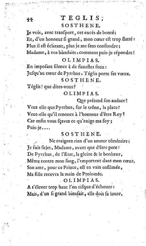 Téglis, tragédie représentée pour la première fois par les Comédiens ordinaires du Roi, le 19 septembre 1735