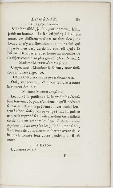 Eugénie, drame en cinq actes en prose, enrichi de figures en taille-douce ; avec un Essai sur le drame sérieux Eugénie, drame en cinq actes en prose, enrichi de figures en taille-douce ; avec un Essai sur le drame sérieux